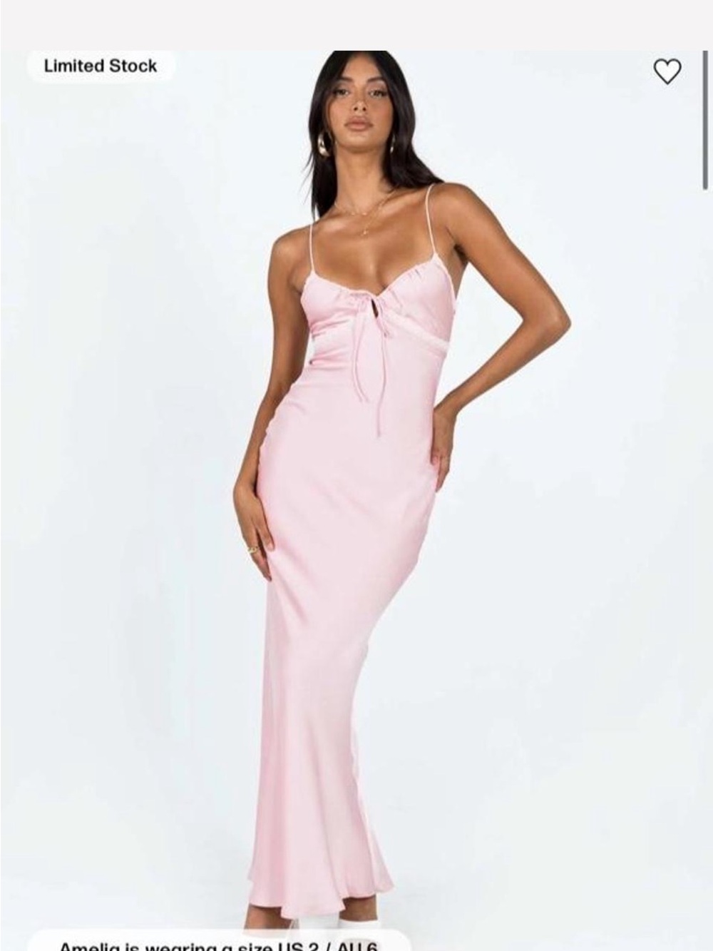 Princess Polly Maxi Dress Satin Slip with Lace Trip Size 2